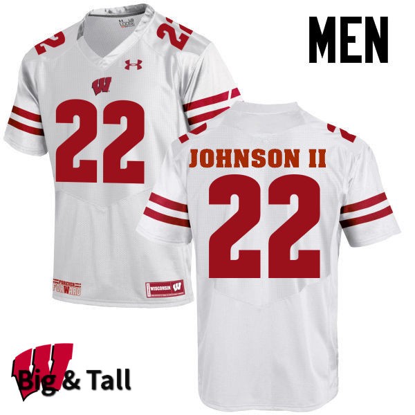 Wisconsin Badgers Men's #22 Patrick Johnson Ii NCAA Under Armour Authentic White Big & Tall College Stitched Football Jersey UG40D51YI
